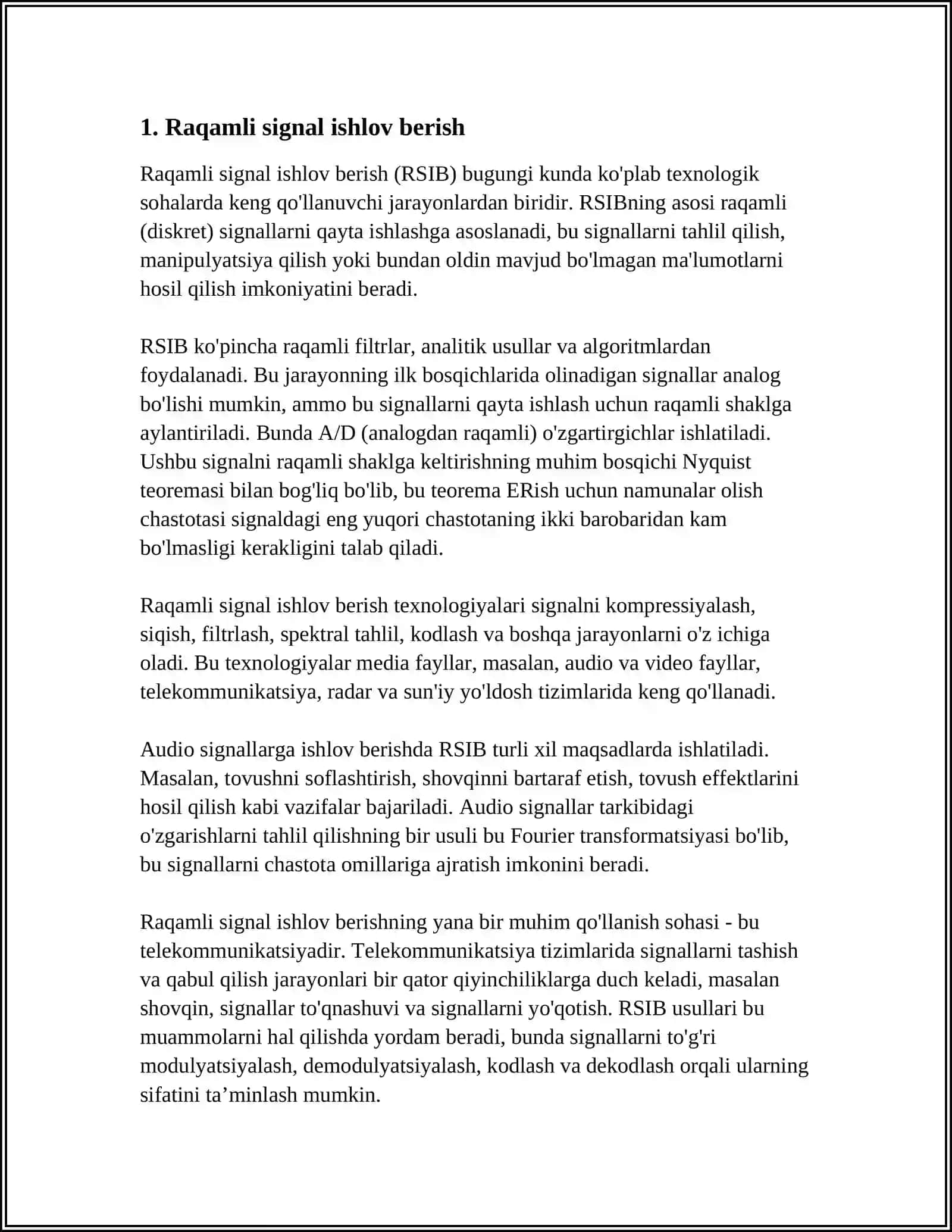SOHADAGI TEXNIK TIZIMNI IFODALOVCHI MUXANDISLIK MASALALARINI YECHISH 4