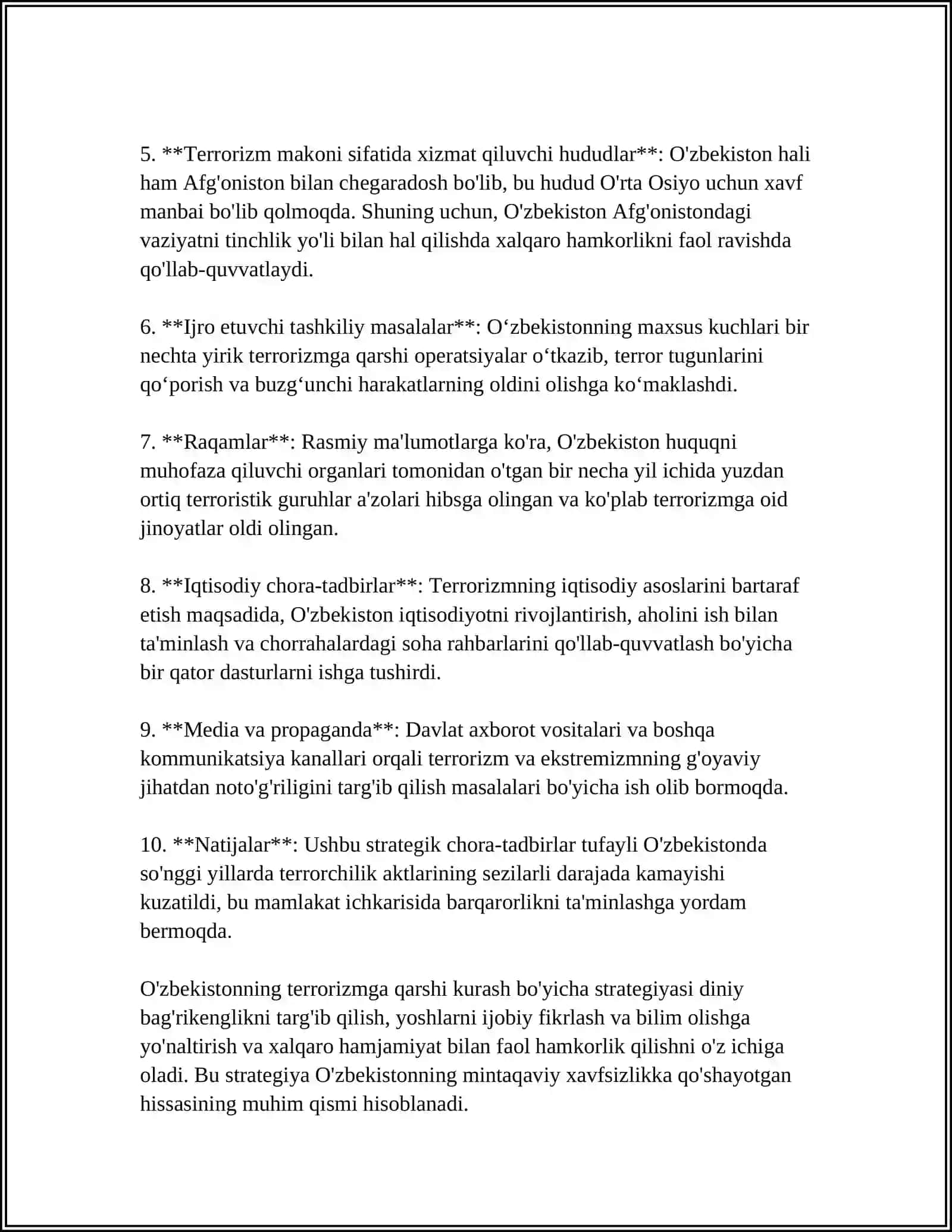 O'zbekistonning Terrarizmga Qarshi Kurashi 4
