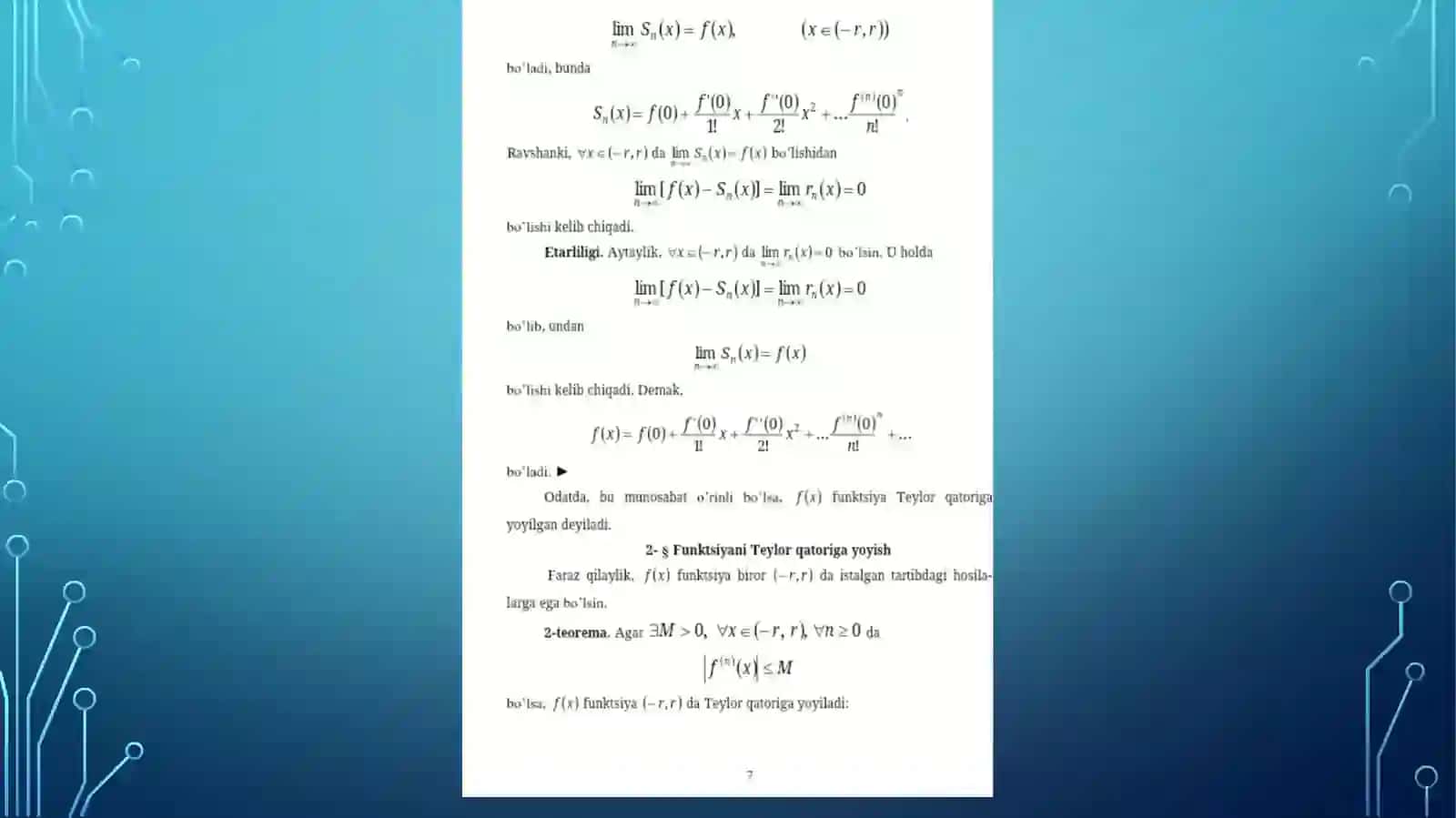 Funksiyani darajal qatorga yoyish 4