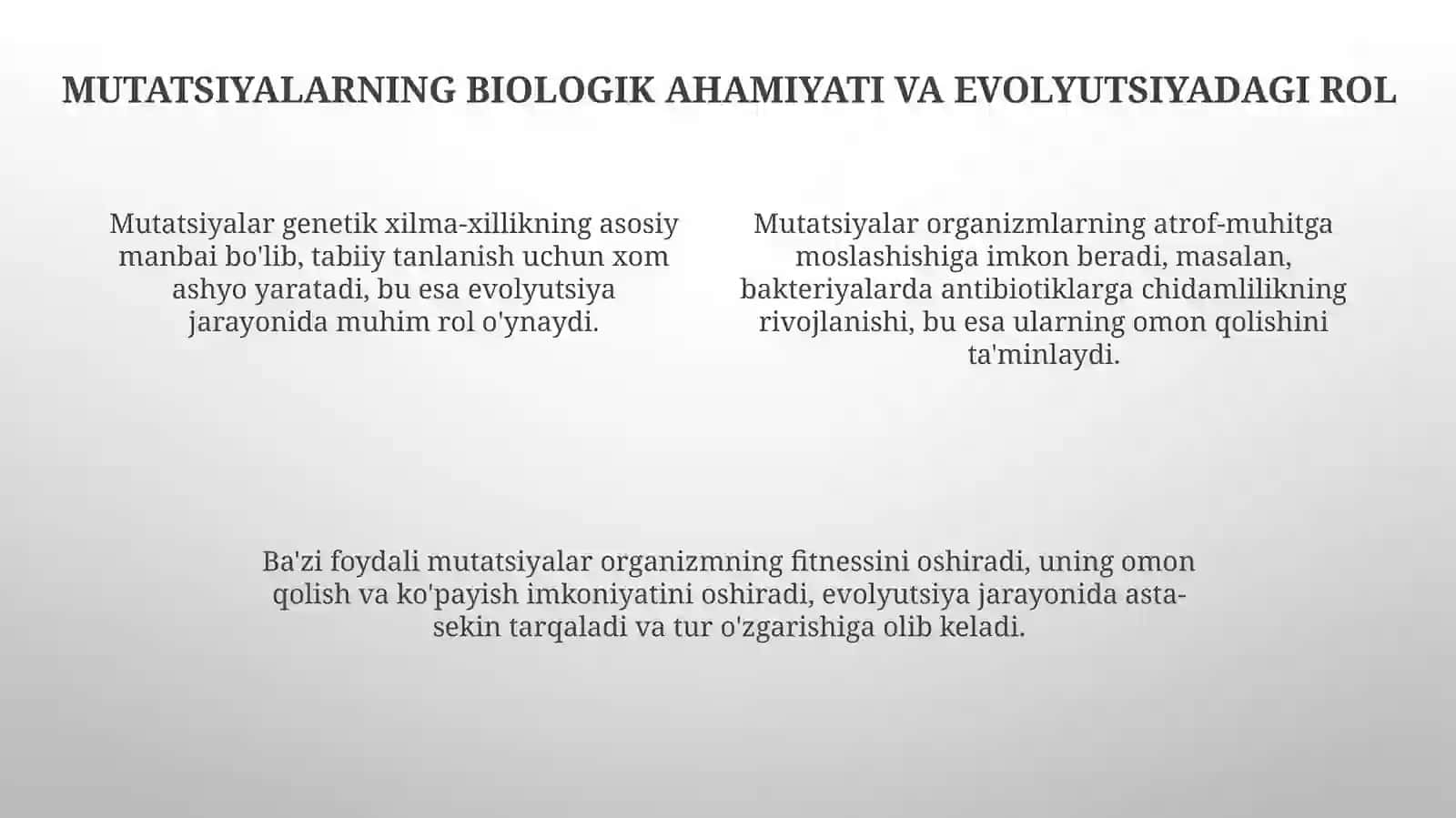 Mutatsiyalar sabablari, ahamiyati va biologik ahamiyati 4