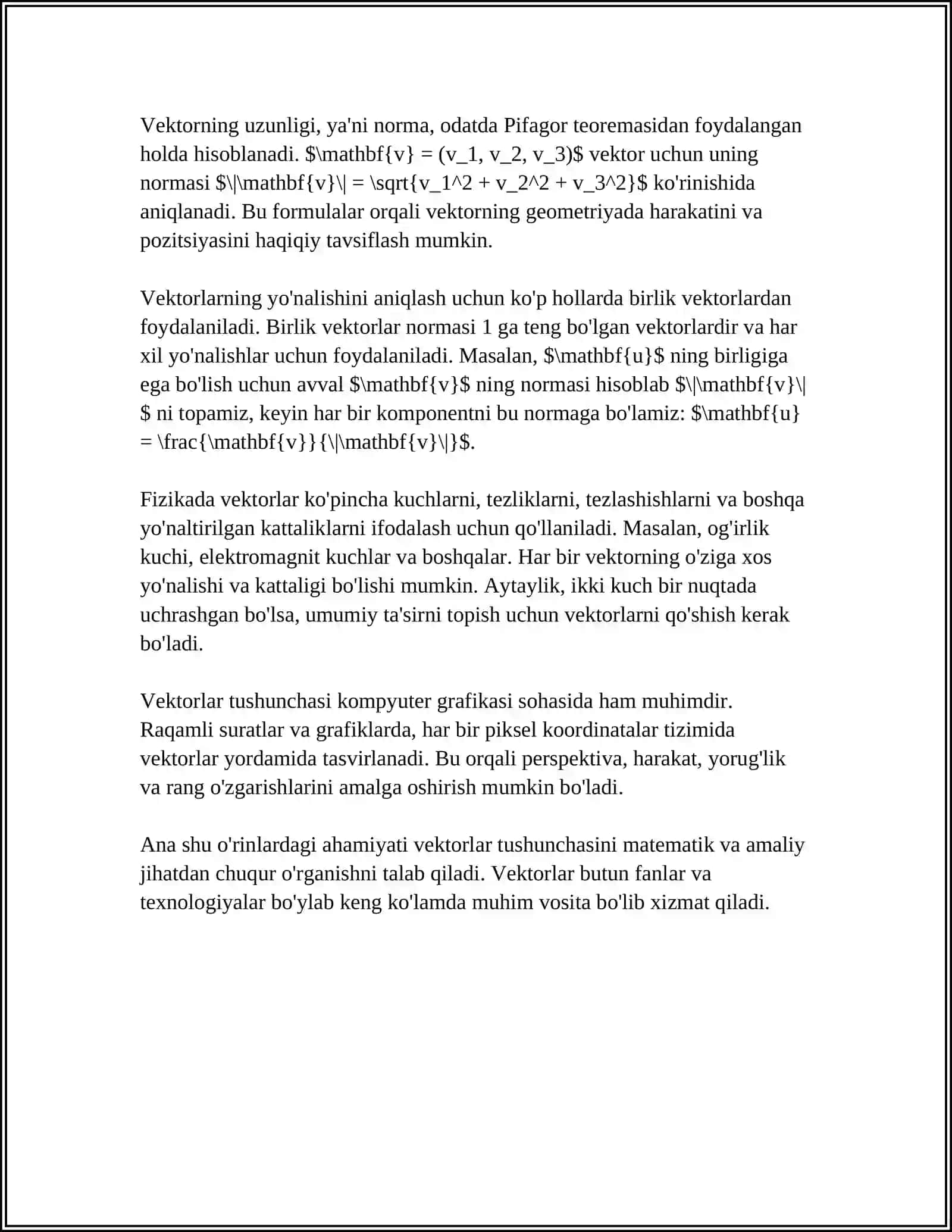 VEKTORLAR VA ULAR USTIDA CHIZIQLI AMALLAR 4