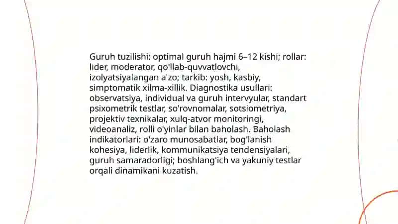 Guruhiy psixokorreksiyaning asosiy metodlari 4