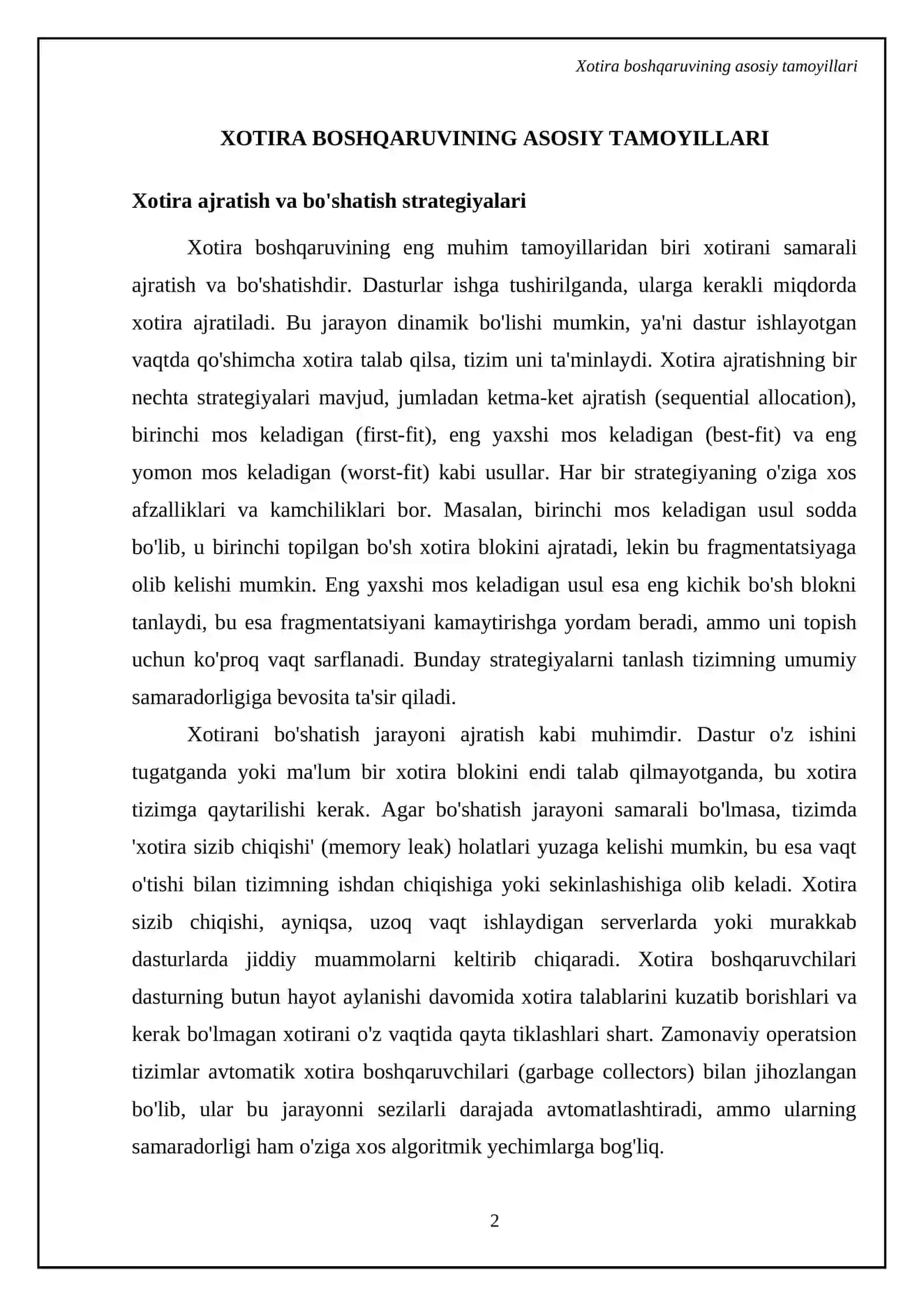 Xotirani taqsimlash algoritmlarini loyihalash 4
