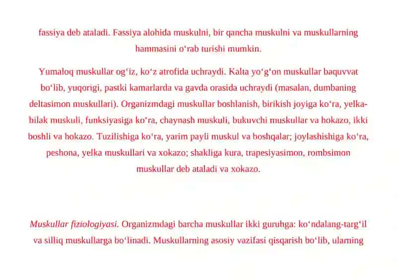 MUSKULLARNING TUZILISHI, FIZIOLOGIYASI, GIGIENASI VA YOSH XUSUSIYATLARI 4