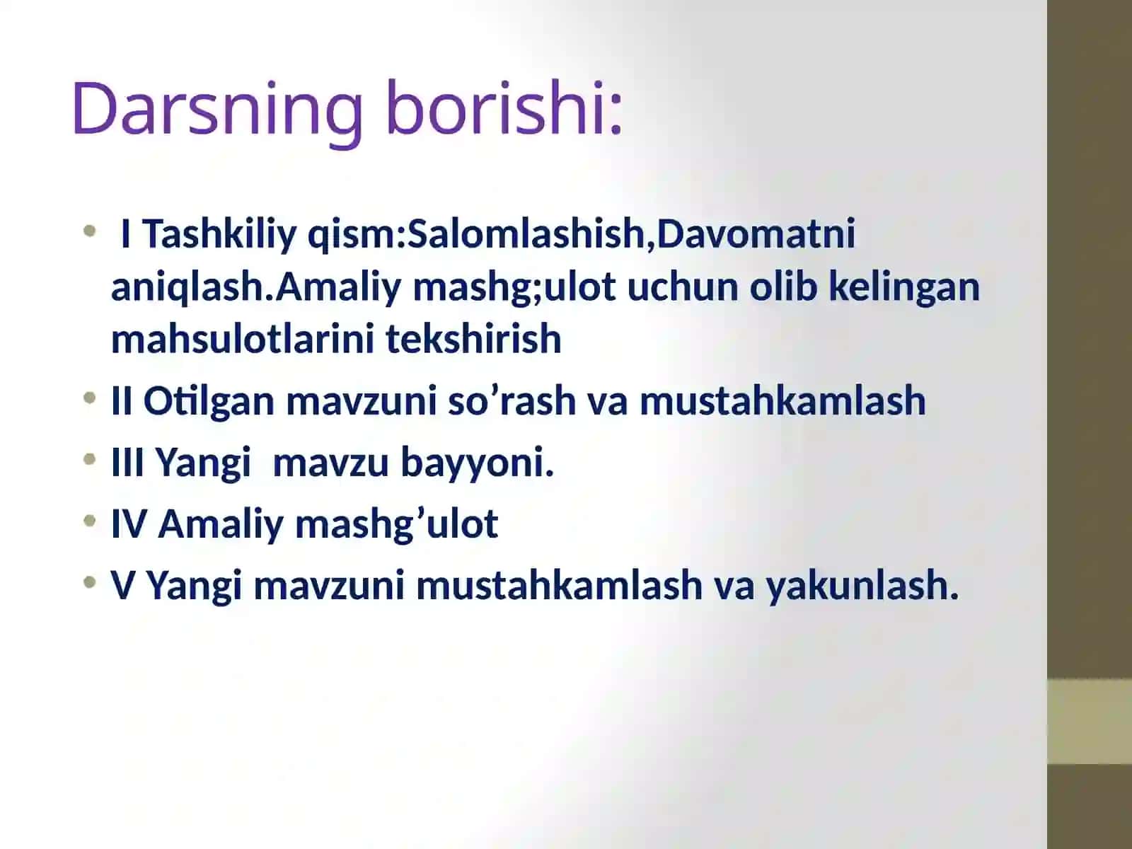 5-sinf Texnologiya fanidan Milliy taomlar tayyorlash texnologiyasi mavzusida dars ishlanma 4