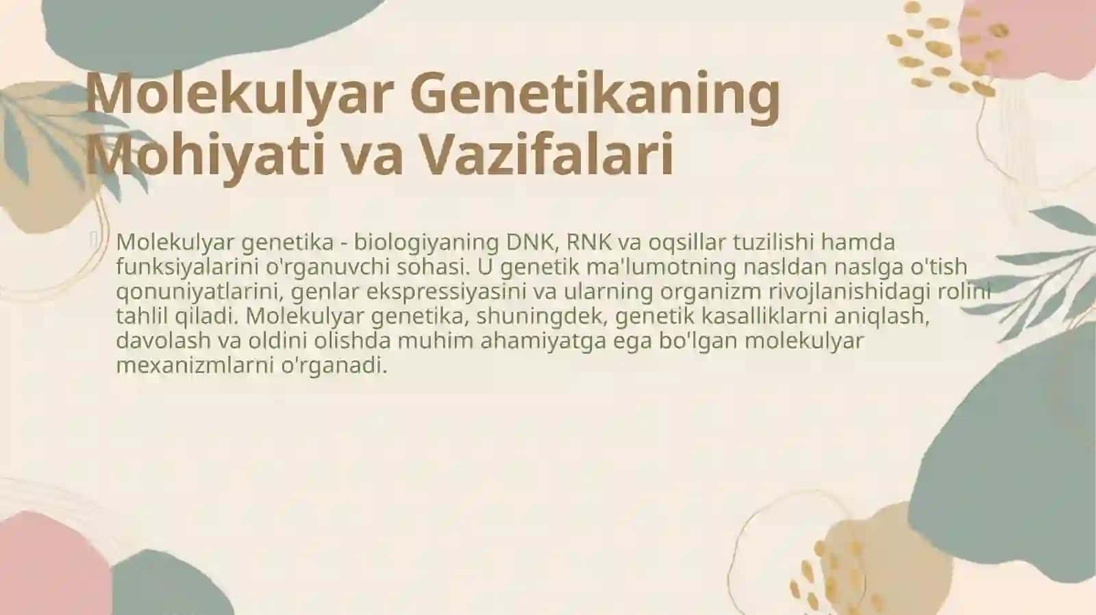 Molekulyar genetik tahlilga asoslangan masalalarni yechish 4