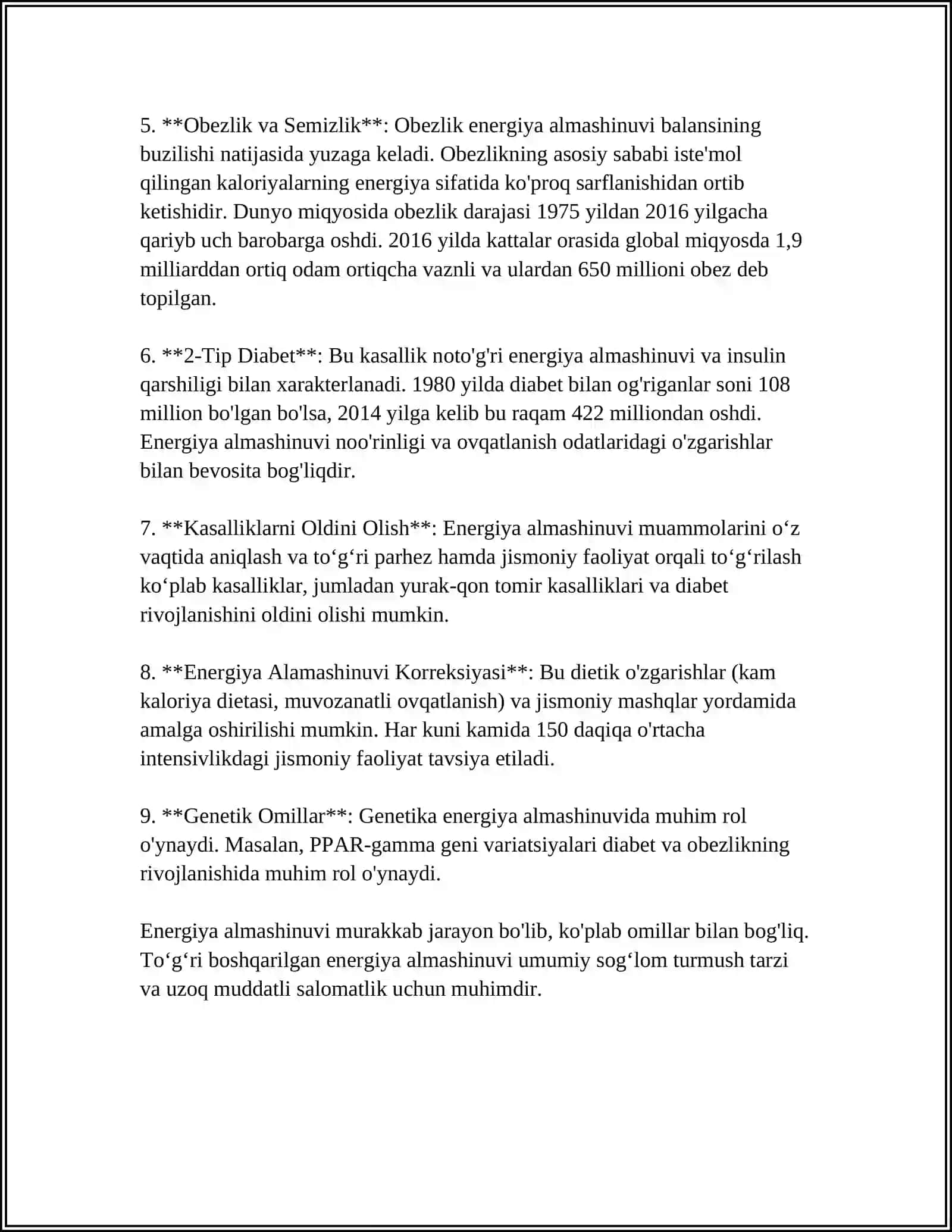 ORGANIZMNING TERMODINAMIK PARAMETRLARI.ULARNING O'ZGARISHI BILAN KELIB CHIQADIGAN KASALLIKLAR 4