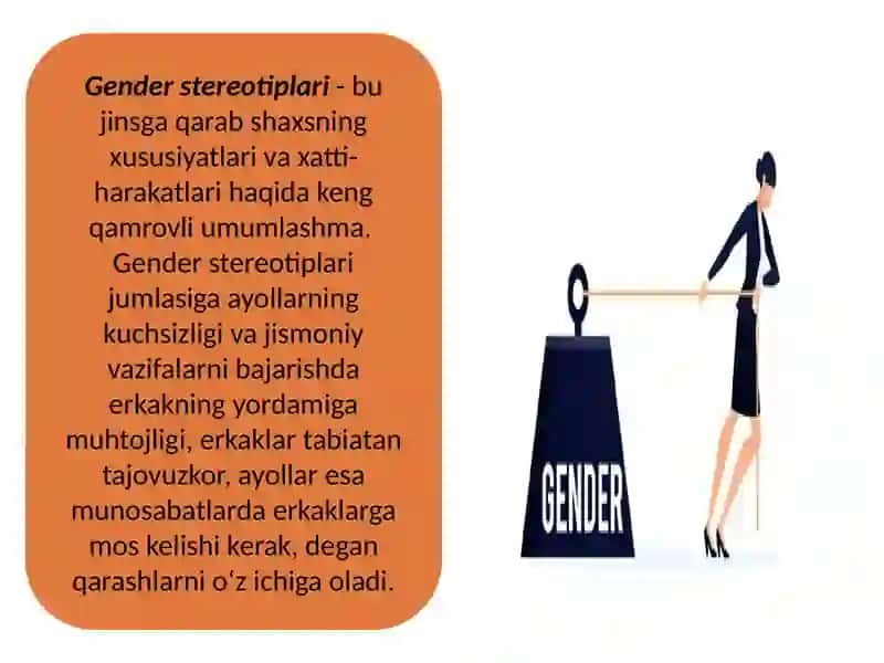 Gender stereotiplar.  Gender stereotiplarga misollar.  Gender tenglik 4