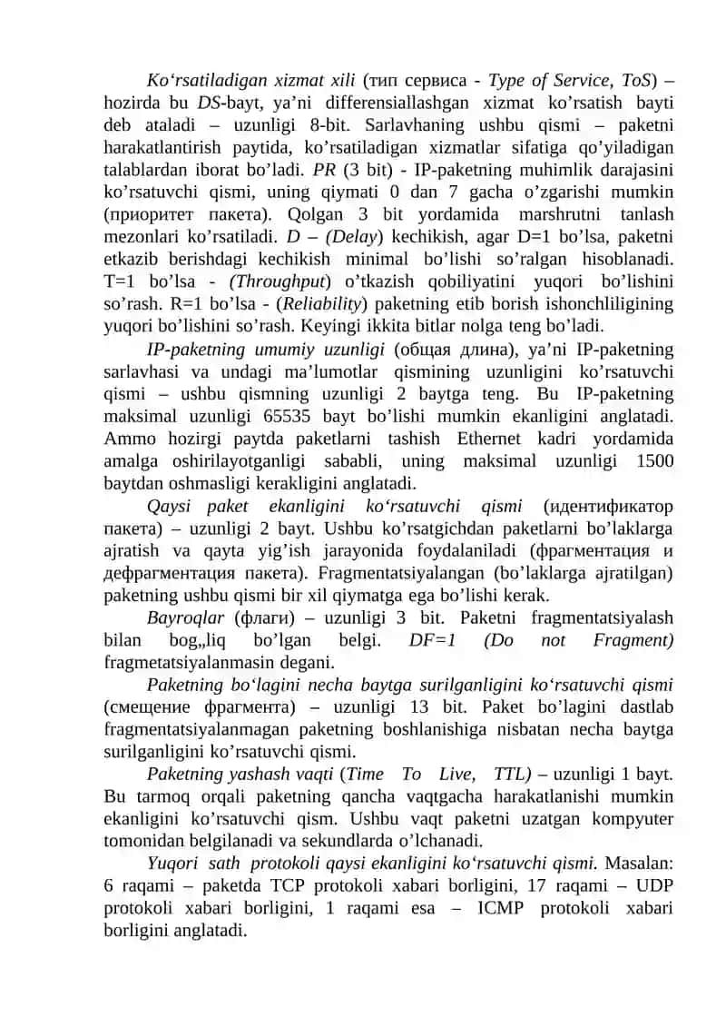 TCP/IP steki protokollarining ma’lumotlar birliklari 4