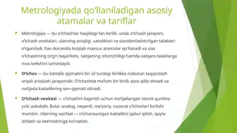 Kattalikning o‘lchamligi. Metrologiya sohasida ishlatiladigan asosiy atamalar va tariflar. Metrologiya sohasidagi xalqaro tashkilotlar 4