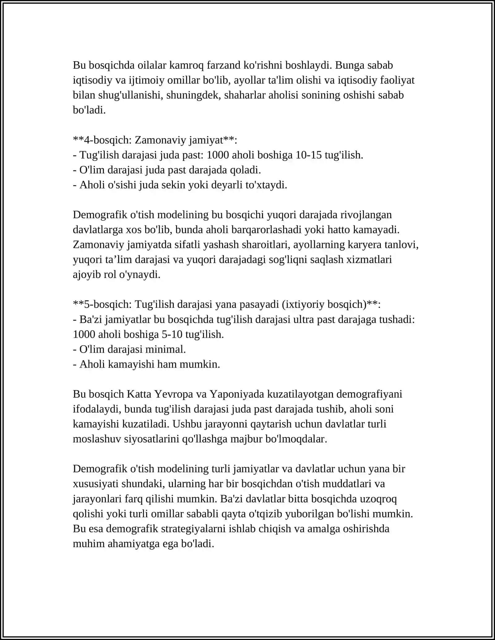 DEMOGRAFIK O‘TISH KONSEPSIYASI 4