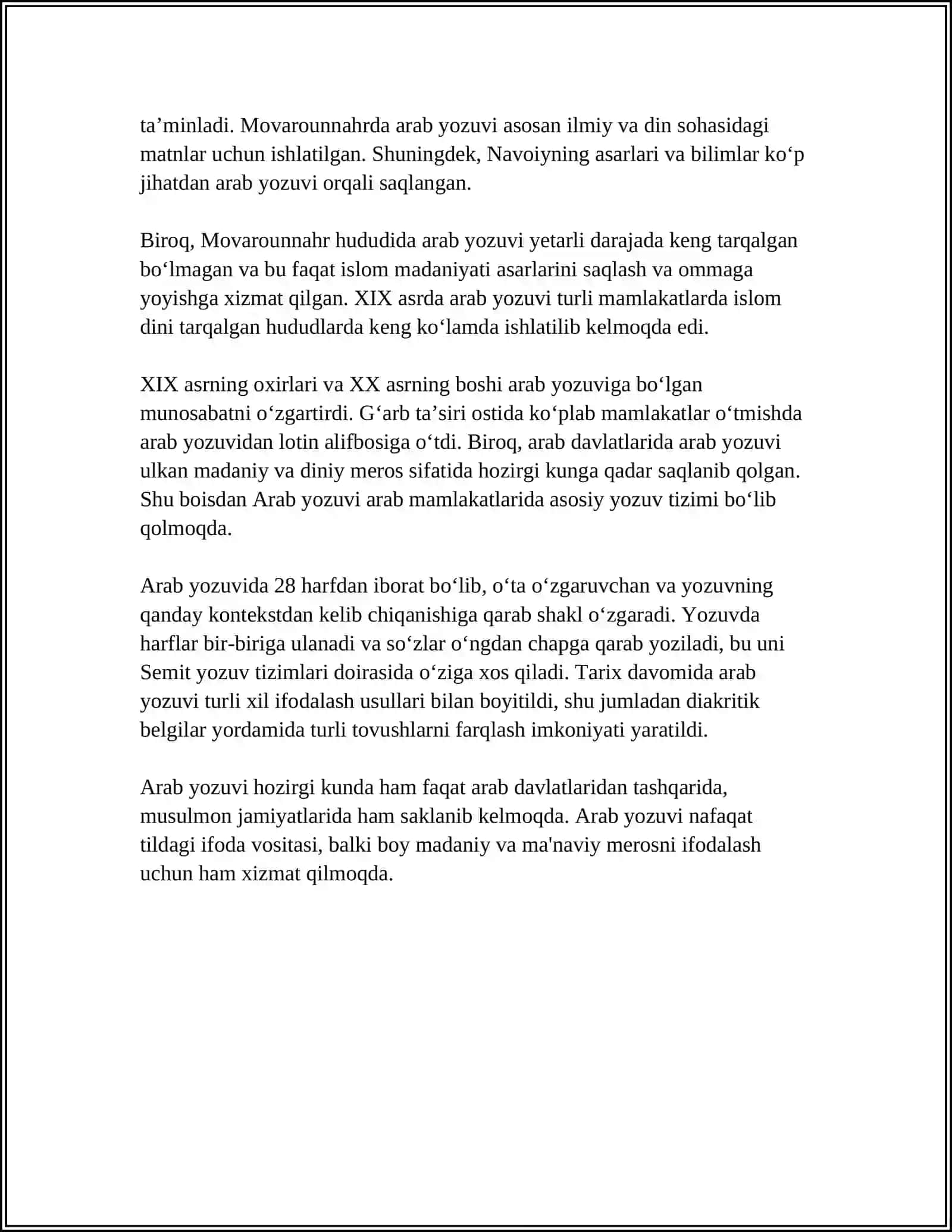 ARAB TILIDA XAT TURLARI 4