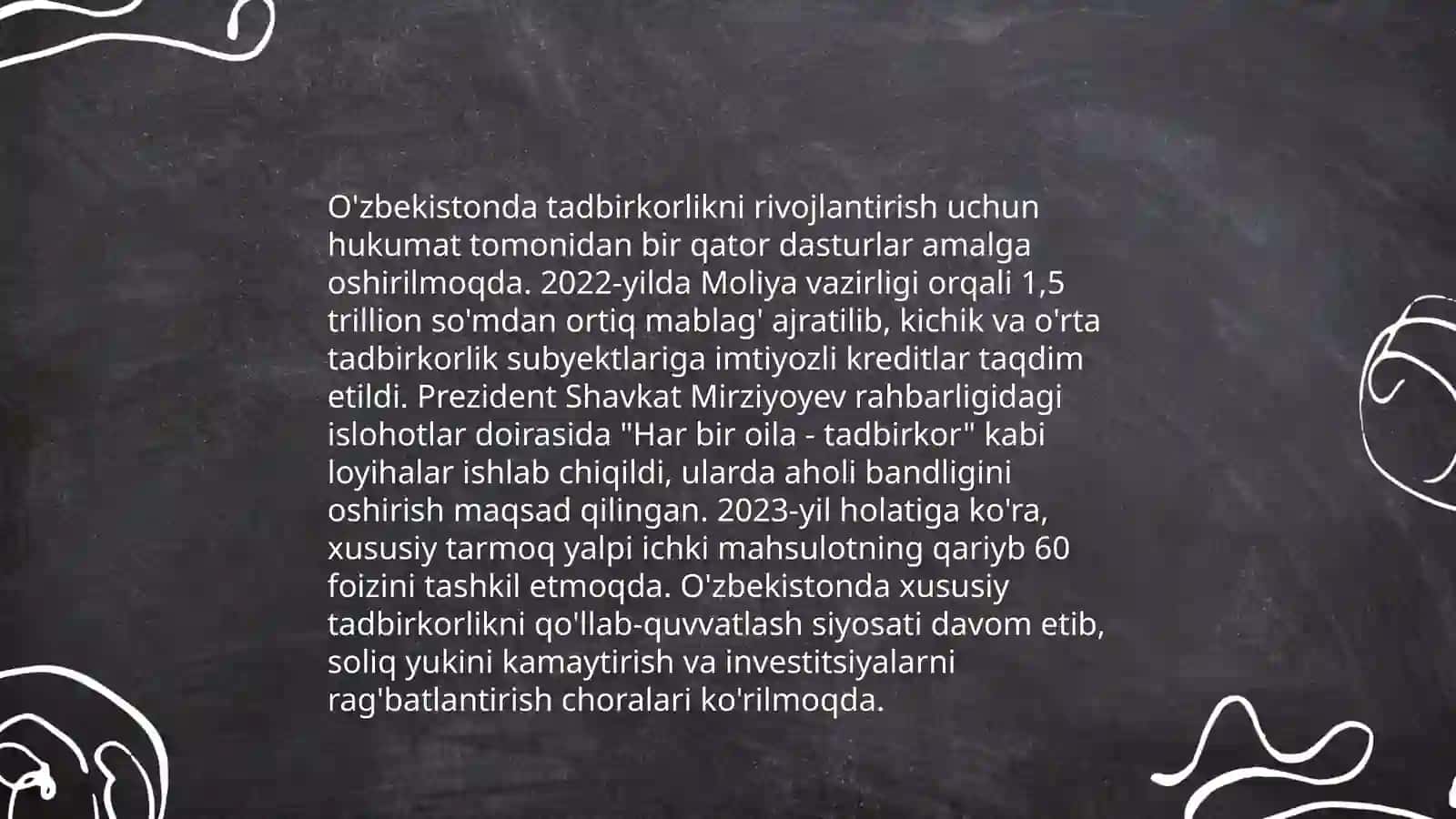 Davlatni iqtisodiyotida xususiy Tarmoq va tadbirkorlikni qo'llab quvvatlash siyosati 4