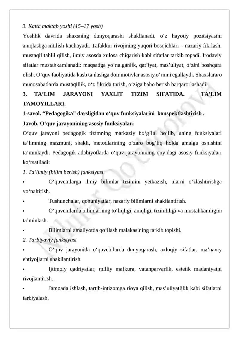 PEDAGOGIKA NAZARIYASI MODULIDAN MUSTAQIL ISH 4