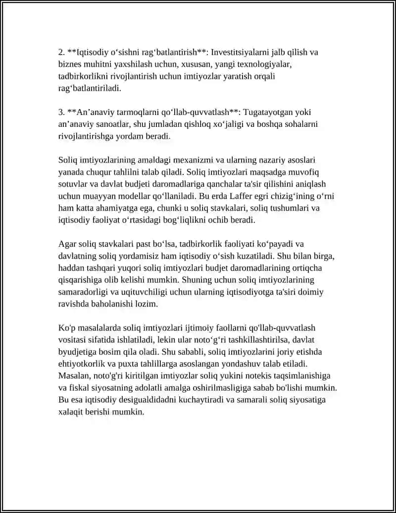 FISKAL SIYOSAT: SOLIQ IMTIYOZLARI 4