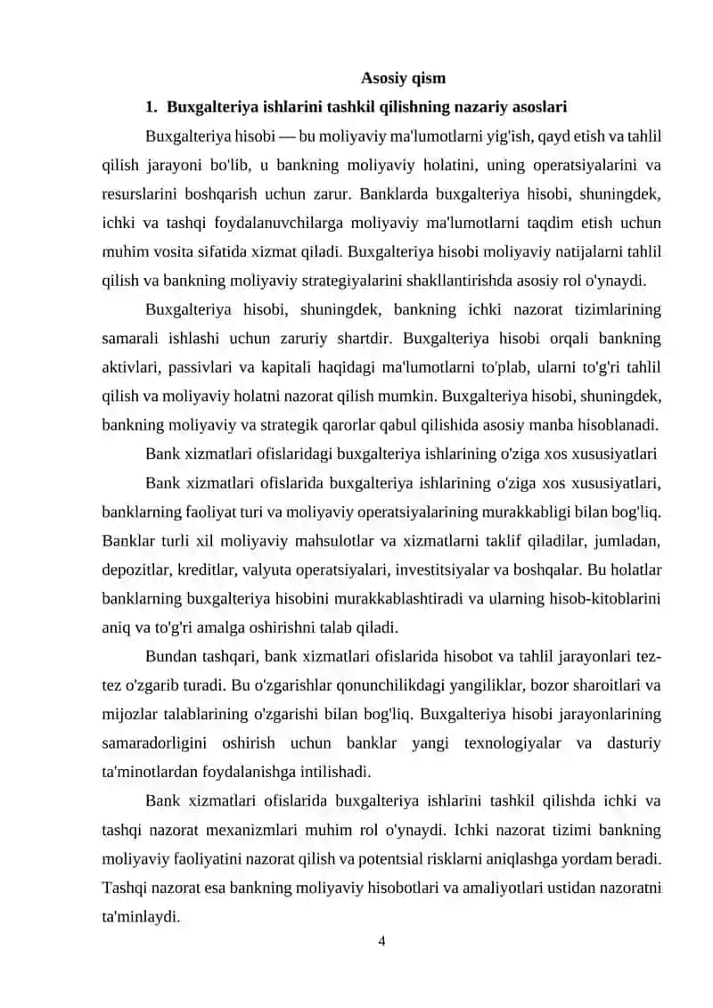 Bank Xizmatlari Ofislarida Buxgalteriya Ishlarini Tashkil Qilish Asoslari 4