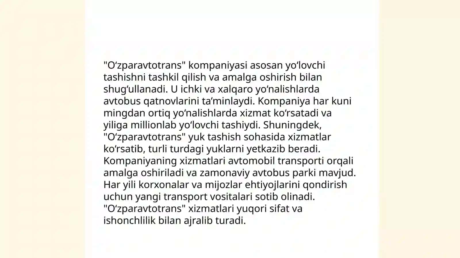 O‘zparavtotrans Aksiyadorlik jamiyat 4
