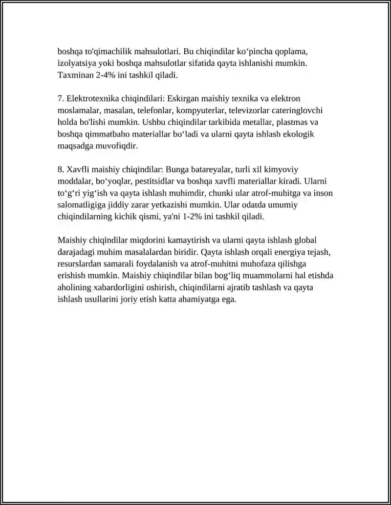 MAISHIY CHIQINDILAR MUAMMOSI VA QAYTA ISHLASH USULLARI 4