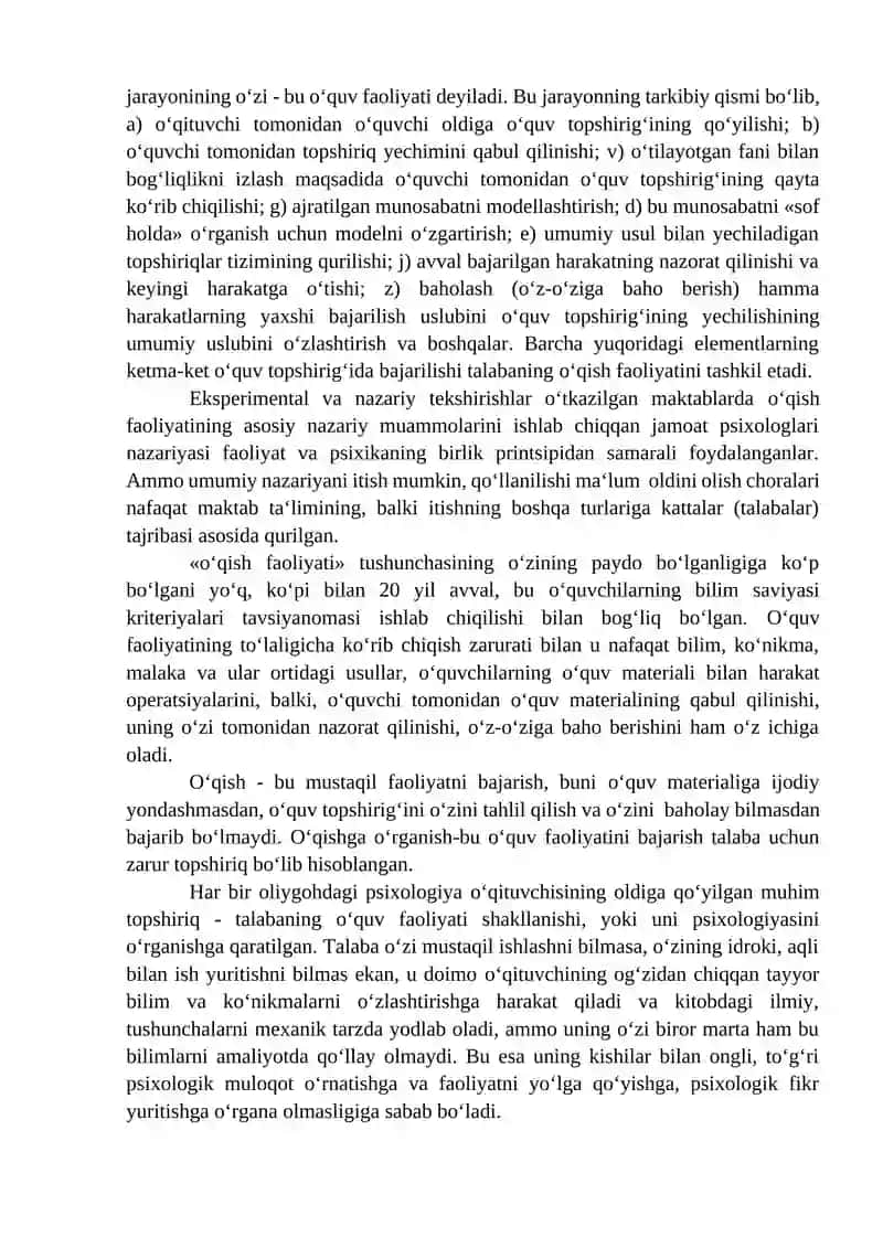 Ta’lim psixologiyasi. Tarbiya psixologiyasi. 4