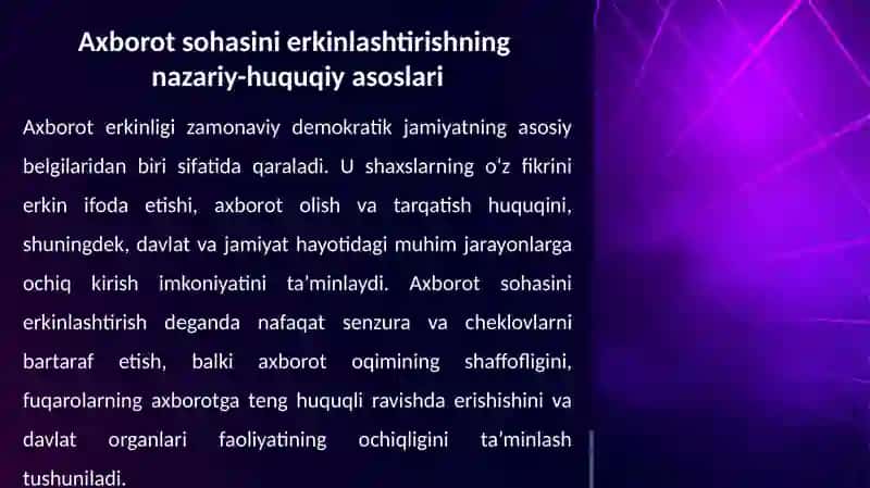 MAMLAKATIMIZDA AXBOROT SOHASINI ERKINLASHTIRISH VA TAKOMILLASHTIRISH ISTIQBOLLARI 4