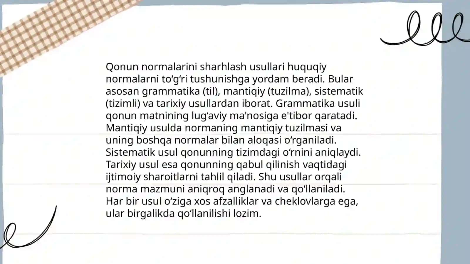 Qonun normalarini sharhlash va qo'llashda yozma nutq vositalari 4