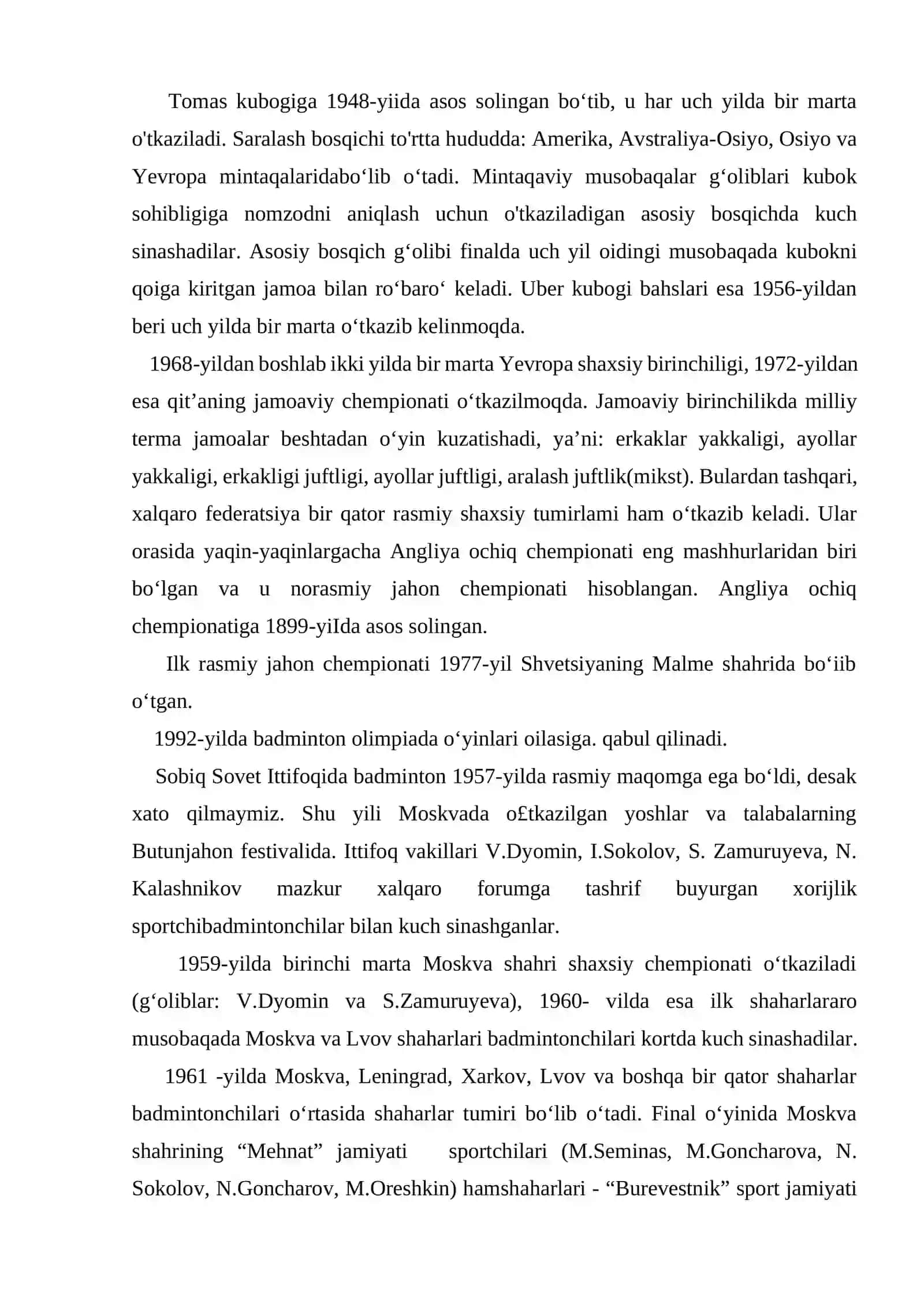 Badminton tarixi, texnikasi va taktikasi 4
