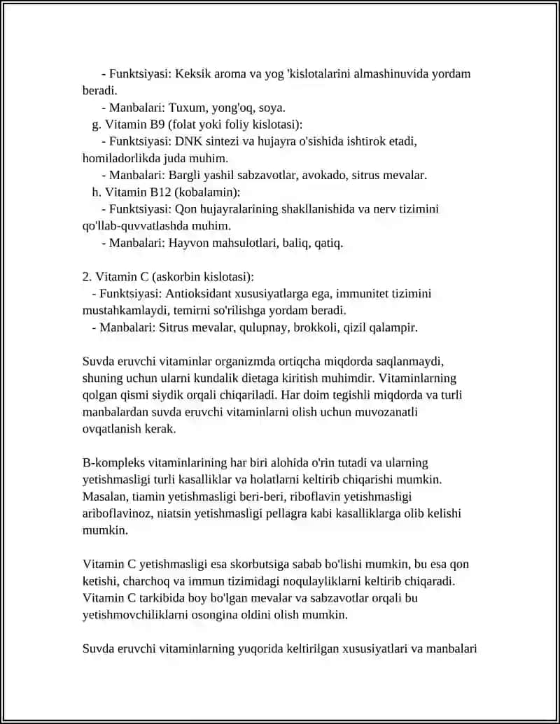 SUVDA ERUVCHI VITAMINLAR.TUZILISHI VA FUNKSIYALARI,ANTIVITAMINLAR 4