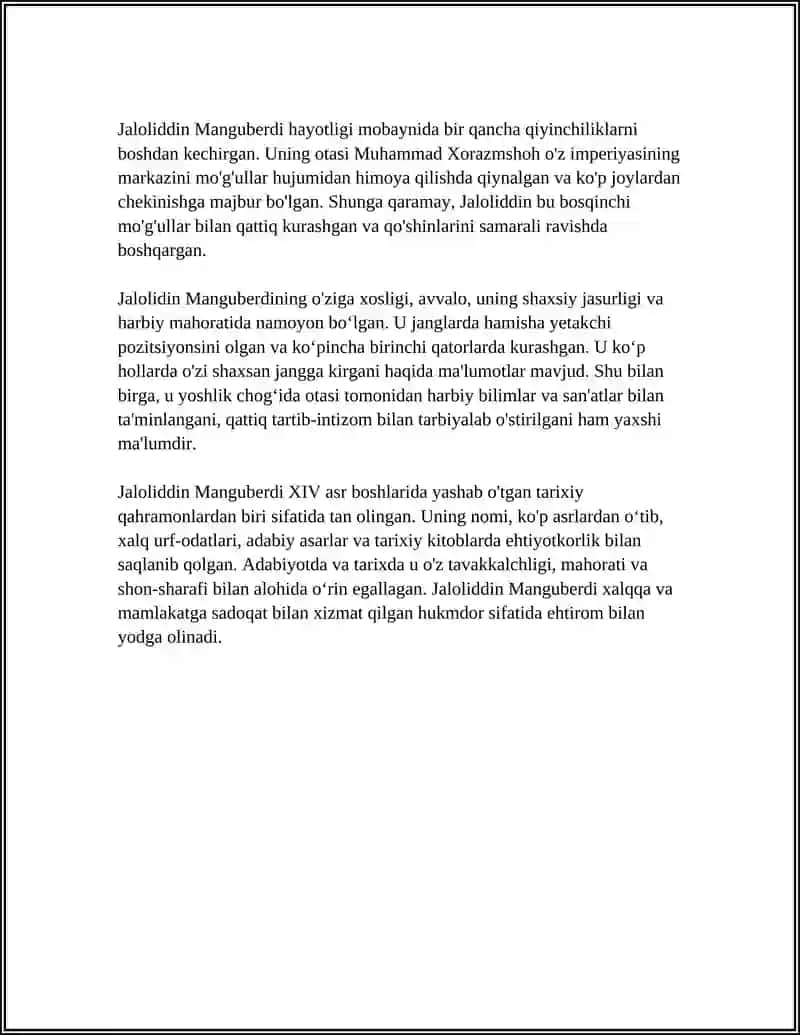 Jaloliddin Manguberdi Vatan Himoyachisi 4
