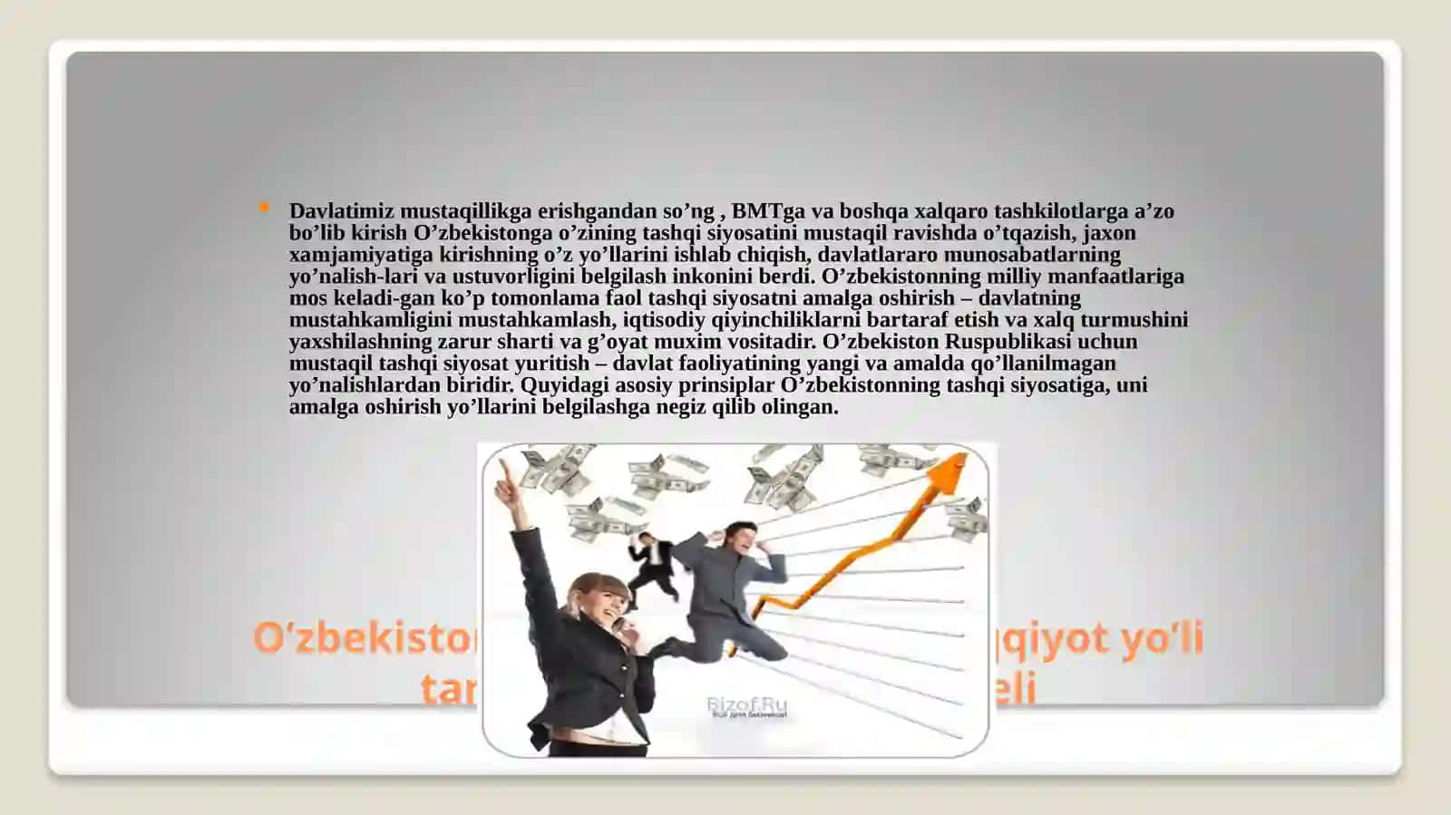 O’zbekistonning o’z istiqlol va taraqqiyot yo’li 4