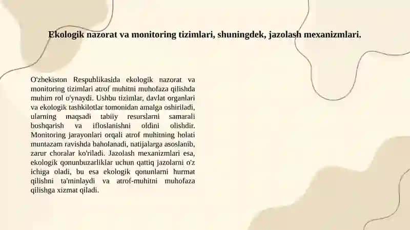 O'zbekiston Respublikasida atrof muxitni muxofaza qilish bo'yicha asosiy qonunlar va davlat qarorlari 4