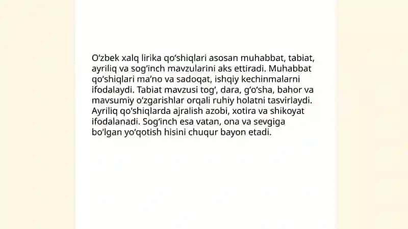 Oʻzbek xalq lirika qoʻshiqlar 4