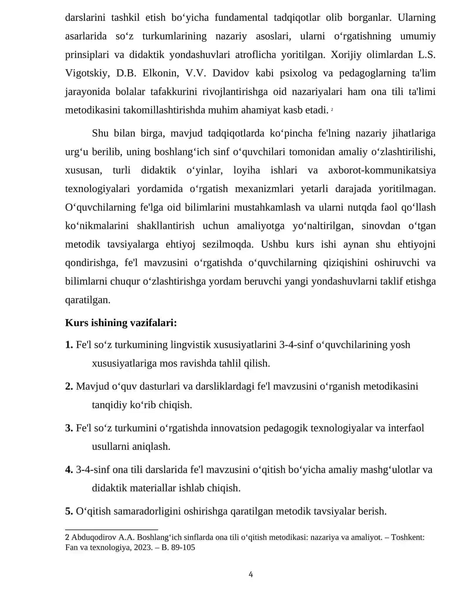 3-4-SINF ONA TILI DARSLARIDA FE`L SO`Z TURKUMIGA DOIR MAVZULARINI O'RGANISH 4