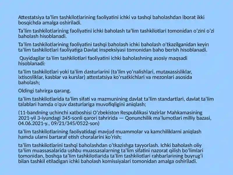 Maktabgacha ta'lim tashkilotini attestatsiya va akkeridatsiyadan o'tkazish tartibi 4