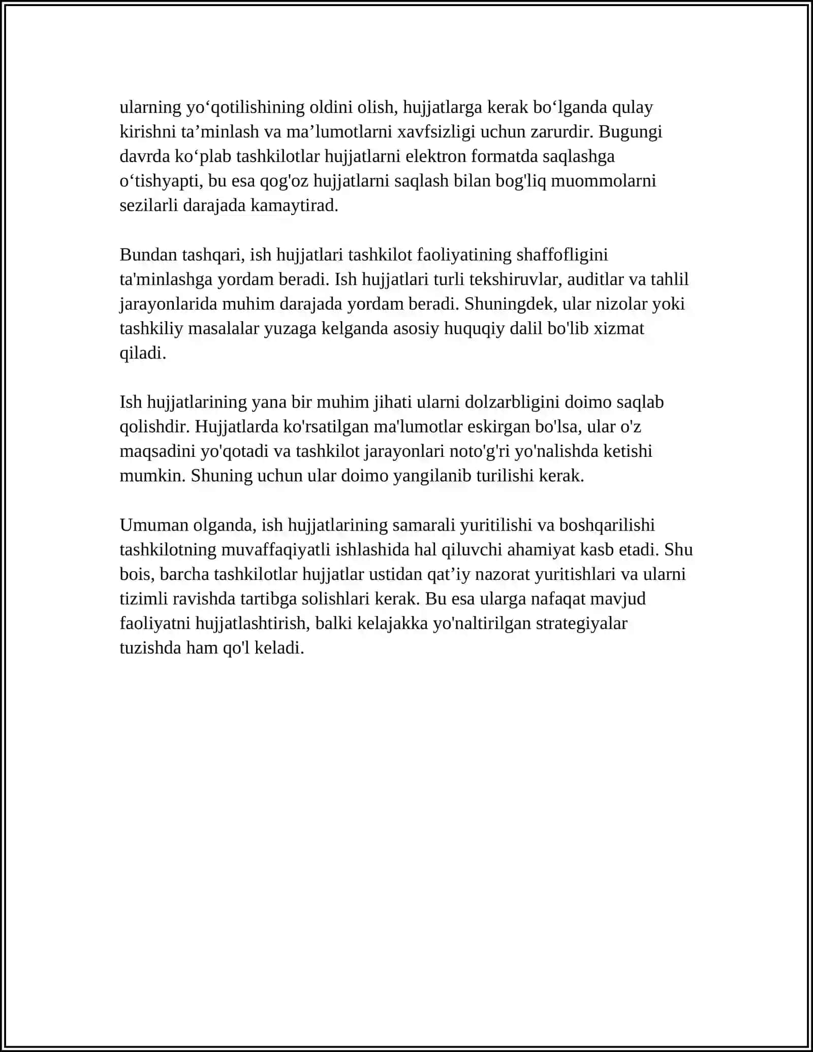 ISH HUJJATLARI VA ULARGA QO'YILADIGAN TALABLAR HAQIDA 4