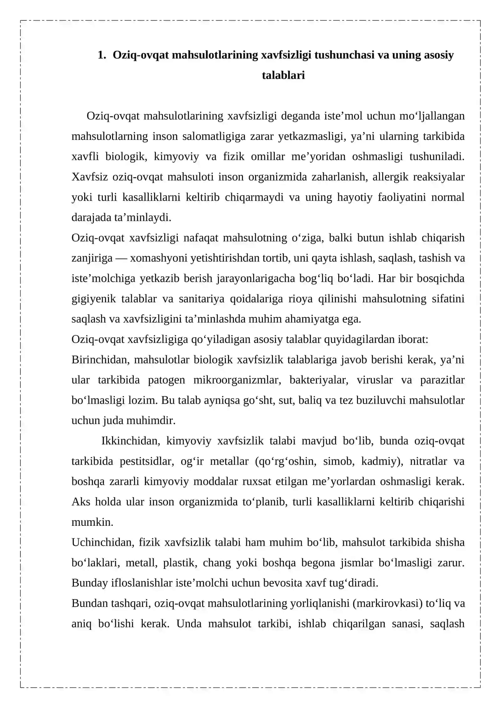 Oziq ovqat mahsulotlari xavfsizligi va sifati. 4
