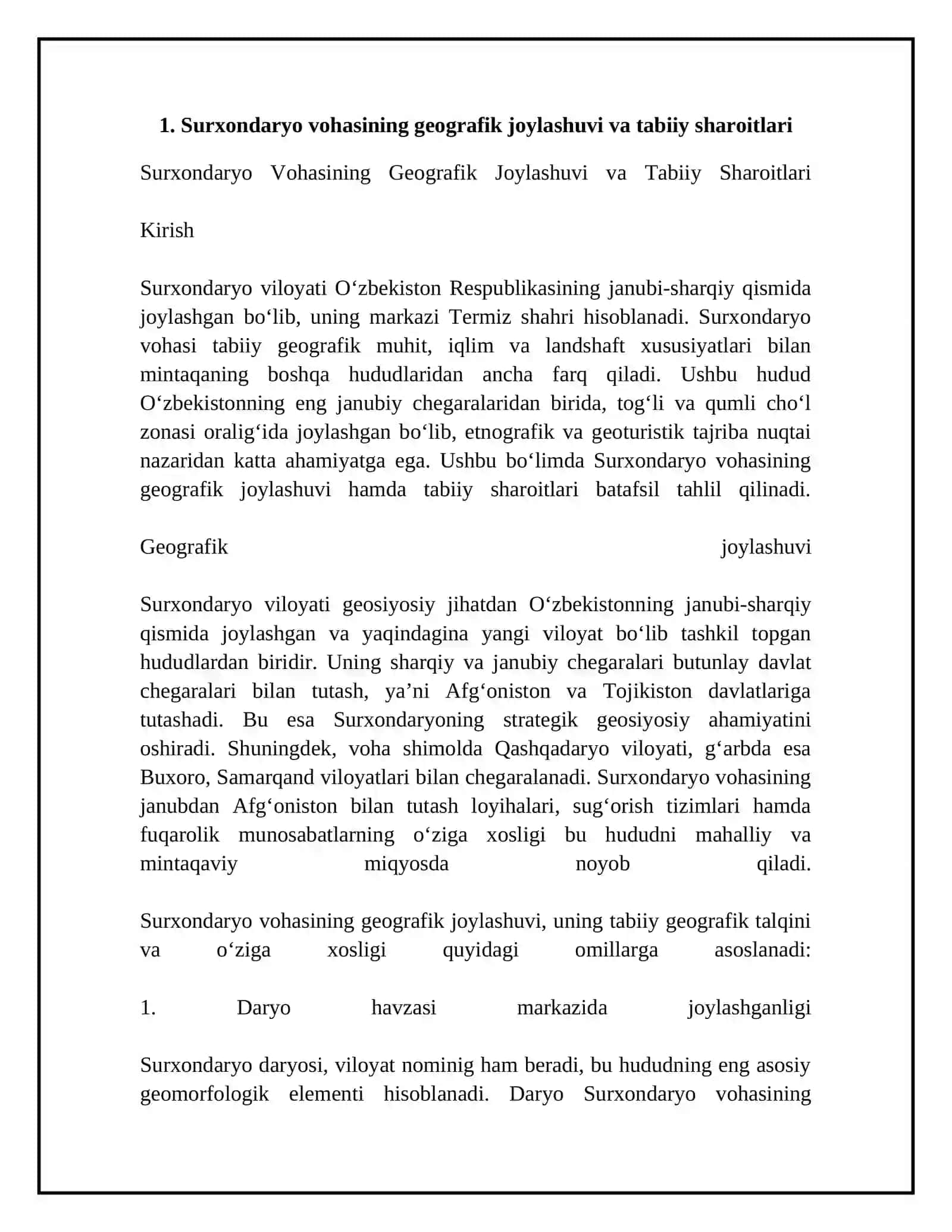 Surxondaryo vohasining etnografiyasi yoki Turizm imkoniyatlari 4