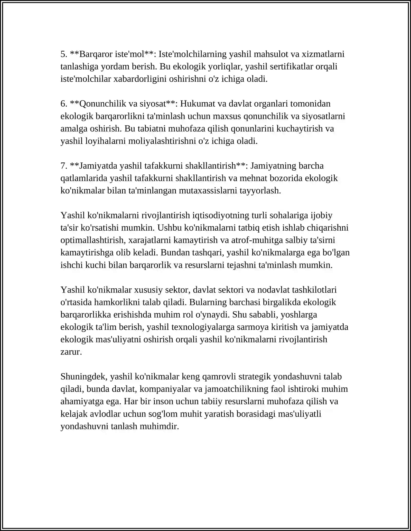 "YASHIL" KOʼNIKMALAR VA UNING FOYDALI JIHATLARI 4