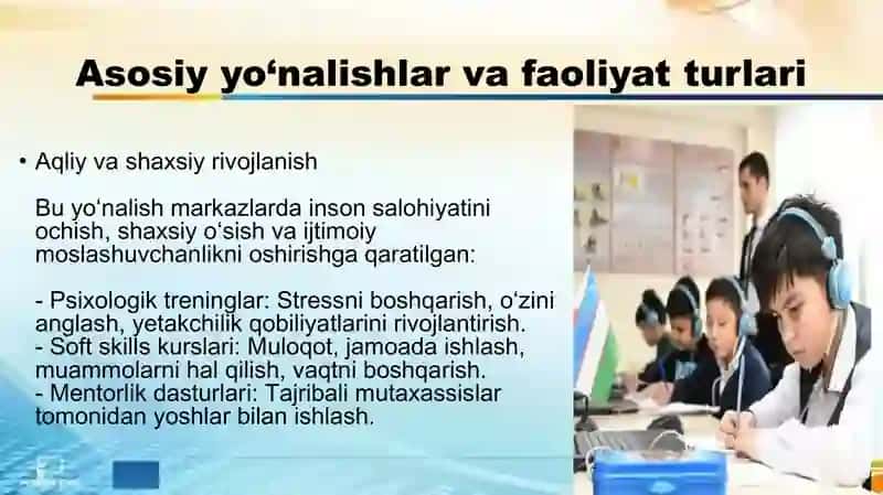 Rivojlanish markazlarida olib boriladigan ish jarayonlari 4