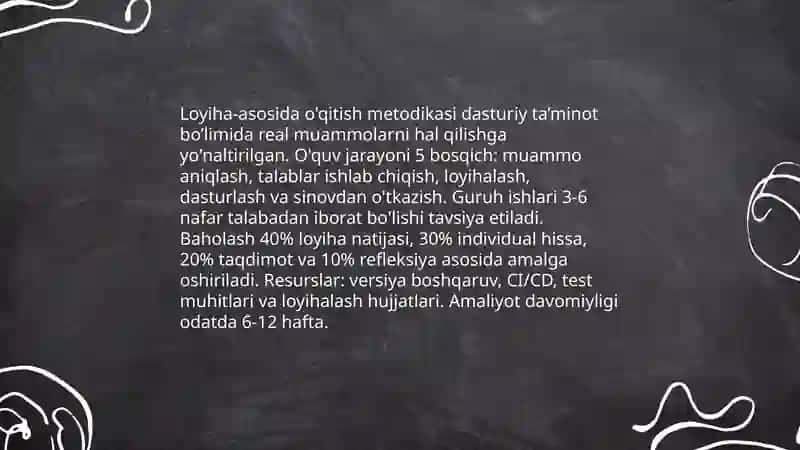 Dasturiy ta’minot bo’limini o’qitish metodikasi 4