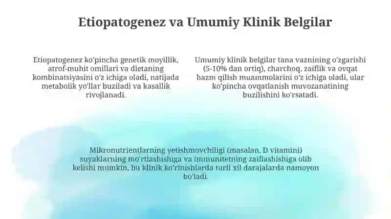 Ovqatlanish bilan bog'liq patalogiyalar (nutritsiologiya bo'yicha) 4