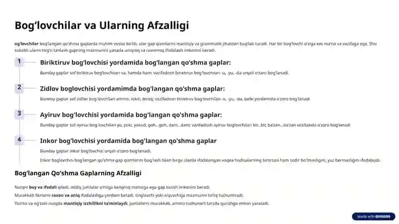 Bogʻlangan Qoʻshma Gaplar: O‘zbek Tilining Muhim Qismi 4