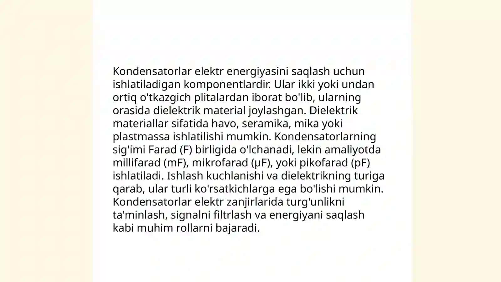Elektr sig‘imi, kondensatorlar 4