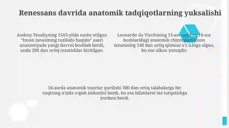 Uyg'onish davrida anatomik bilimlarning rivojlanishi 4