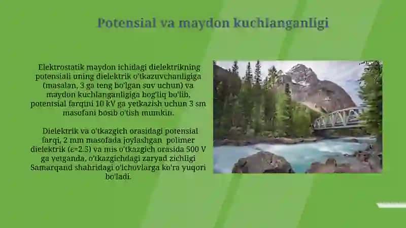 Elektrostatik maydondagi dialektiklar va o'tkazgichlar 4