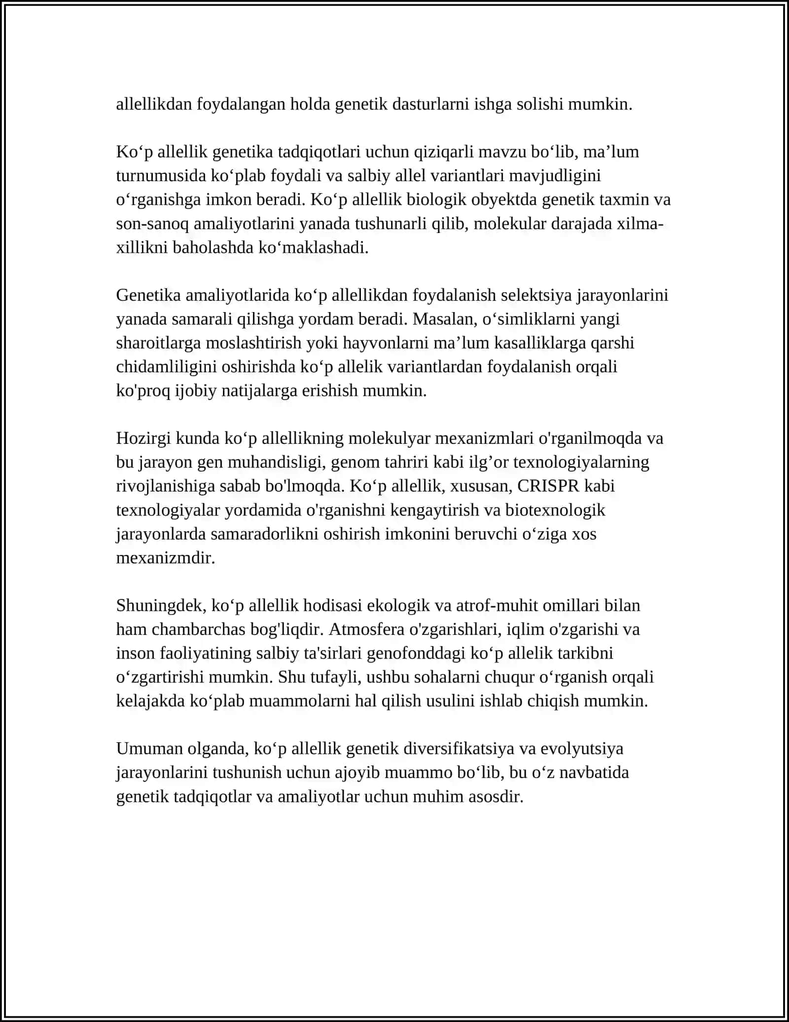MUSTAQIL ISH Mavzu: KOʻP ALLELLIK QON GURUHLARINING IRSIYLANISHI 4