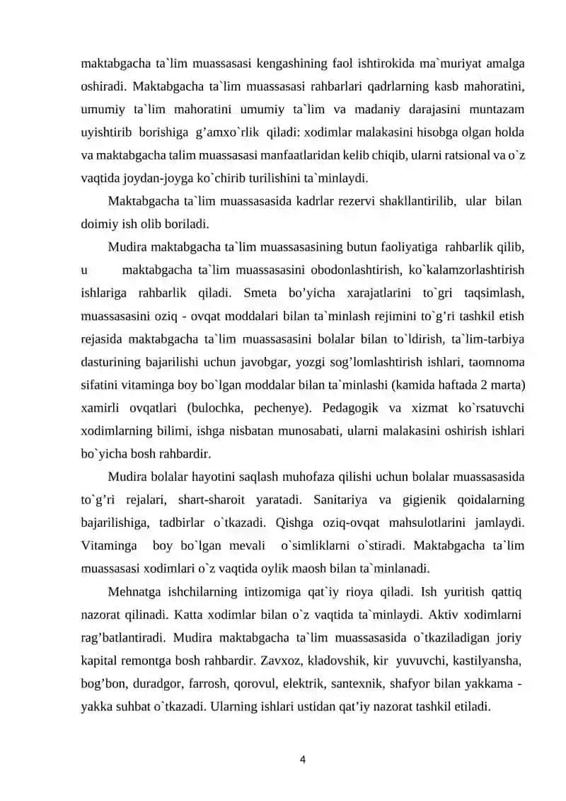 MAKTABGACHA TALIM TASHKILOTLARINI TEKSHIRISH BO‘YICHA TEMATIK VA YAXLIT TEKSHIRISH AKT LOYAHASINI ISHLAB CHIQISH 4