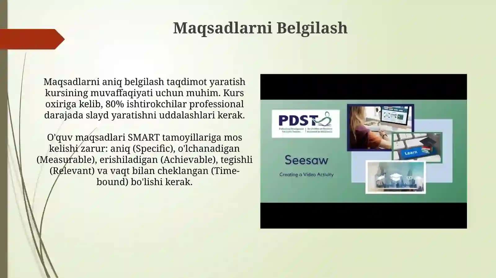 Taqdimot slaydlarini yaratish bo‘limini o'qitishmetodikasi 4
