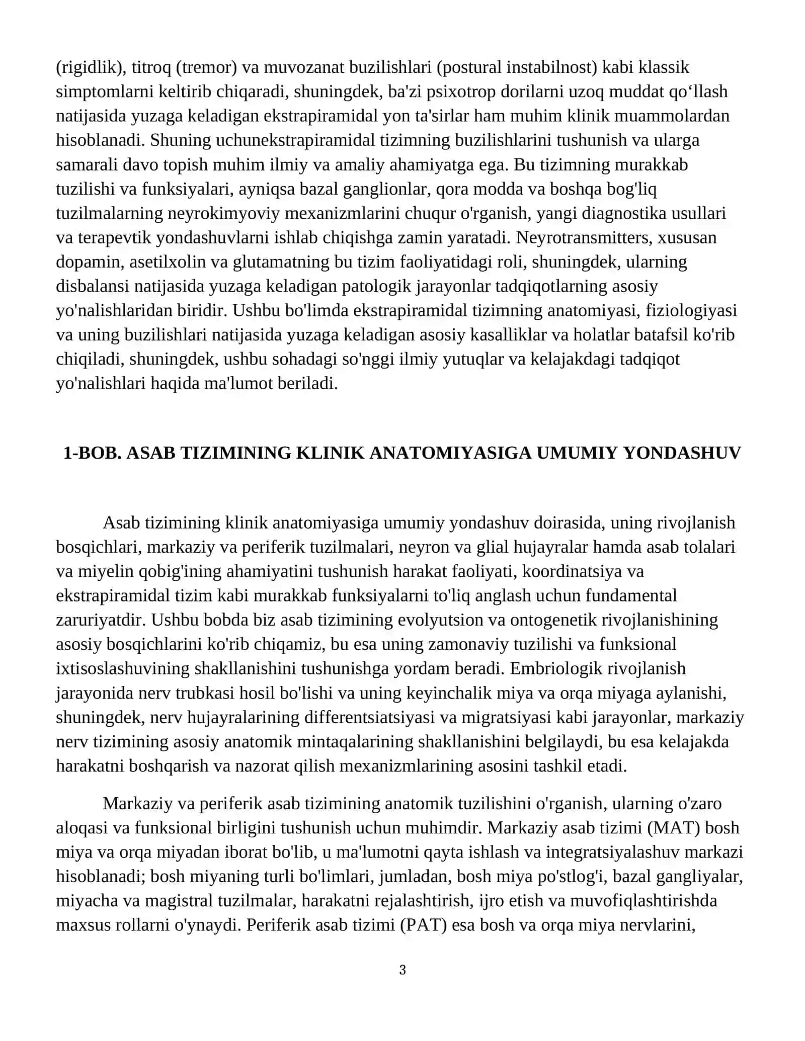 Asab tizimining klinik anatomiyasi. Harakat faoliyati, koordinasiyasi va ekstrapiramidal tizim. 4