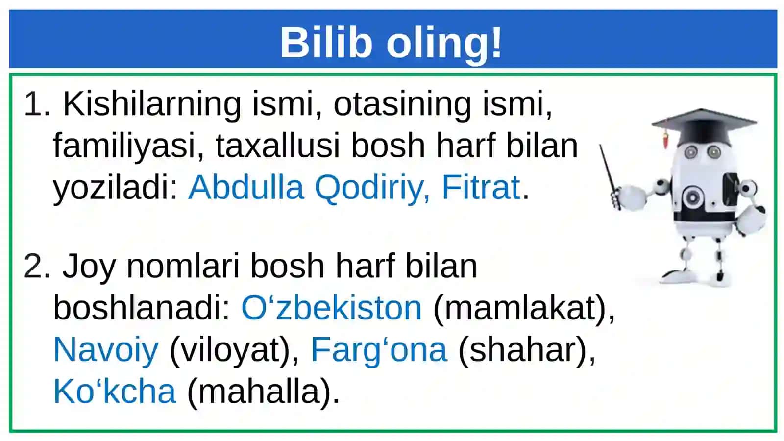 5-sinf Ona tili Bosh harflar imlosi. Chiziqcha bilan yozish dars ishlanma 4