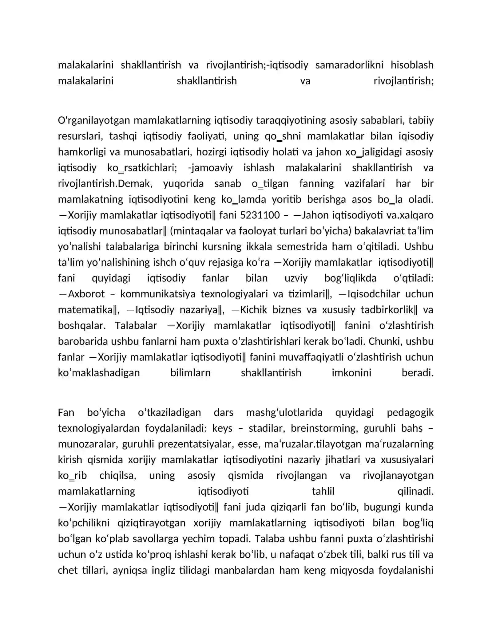 Dunyo mamlakatlarining iqtisodiy rivojlanish jihatidan guruhlanishi va ular o'rtasidagi munosabatlarning amal qilishi 4